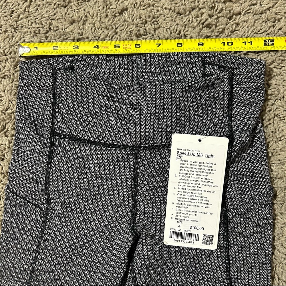 $108 NWT Lululemon Women's Gray Speed Up MR Tight 28” Luxtreme Jacquard Size 4 - Picture 3 of 9